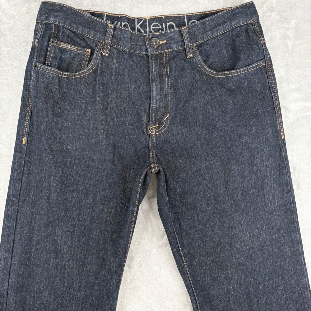 Calvin Klein Jeans Straight Men 34x32 (Fits 34x31.5) Dark Wash Blue Classic Y2K